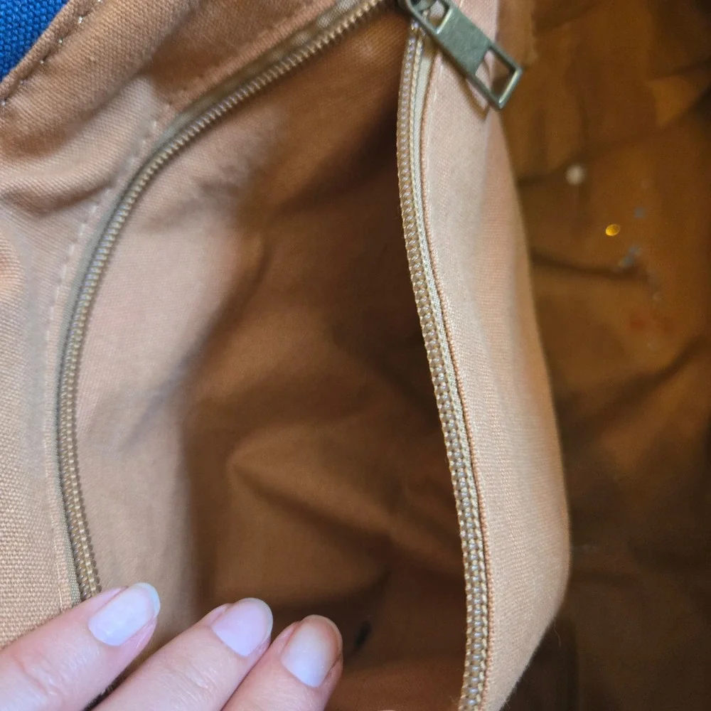 Sechunk Blue Canvas Messenger Bag VTG Leather Trim Military Satchel Crossbody